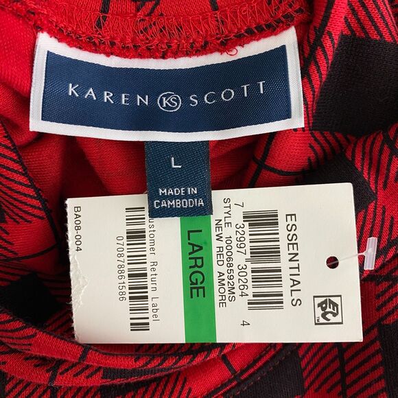 New Karen Scott Buffalo Tartan Plaid Turtleneck Top Women's Size Large - Picture 3 of 9